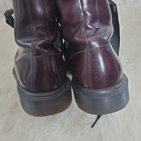 Dr. Martens Made in England Cherry Red Lace Up Combat Boots - Picture 14 of 16